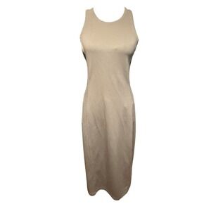 Athleta Seasoft Rib Midi Tank Dress Back Slit Racerback Wrinkle Resistant Small